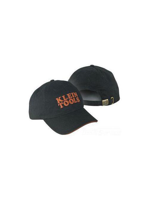 Product image for Klein Tools 98415 Black Embroidered Flag Hat with Stacked Logo