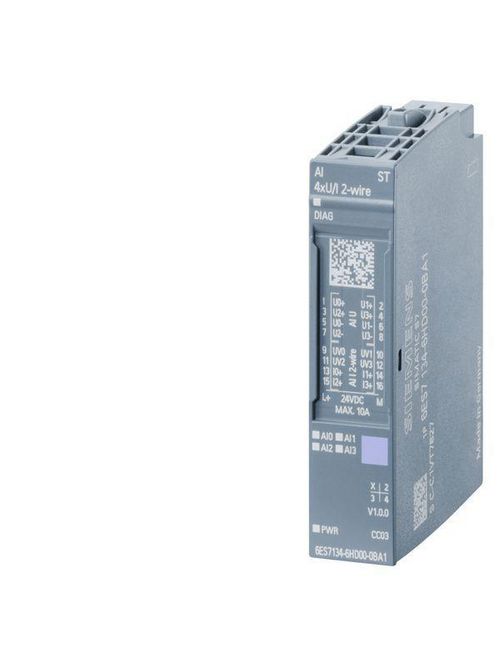 Product image for Siemens 6ES71346HD000BA1 24 VDC 37 mA 2-Wire 4 Input Differential Analog Input Module