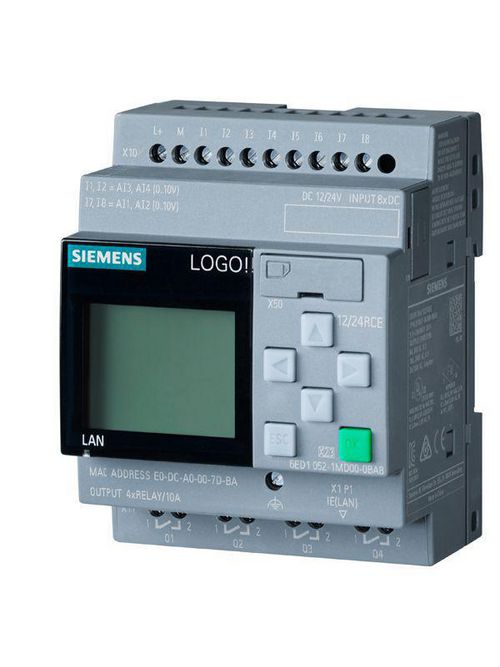 Product image for Siemens 6ED10521MD000BA8 71.5 x 60 x 90 mm 12/24 VDC 8-Input 4-Output PLC Module