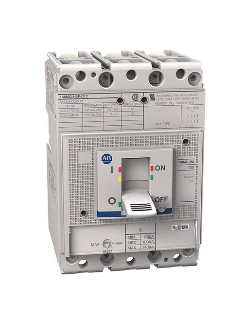 Allen Bradley 140MG-H8P-D12 125 Amp H-Frame Motor Protector Circuit Breaker Allen Bradley 140MG-H8P-D12 125 Amp H-Frame Motor Protector Circuit Breaker
