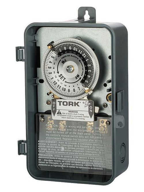 Product image for Tork 1101B-P 120 VAC 60 Hz 40 Amp NEMA 1 24 Hour Metal SPST Electromechanical Time Switch