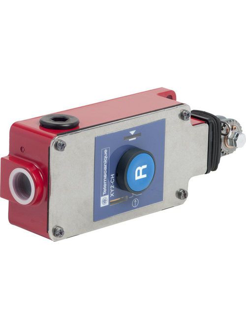 Product image for TES XY2CH13170H7 Latching emergency stop rope pull switch, TES rope pull switches XY2C, trip wire cable 240 VAC 10 A XY2C