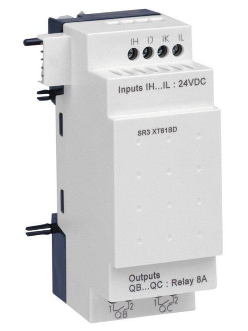 Product image for Square D SR3XT61BD 24 VDC 6-I/O PLC Discrete Extension Module