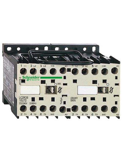 Product image for Square D LC2K0610B7 575 VAC 6 Amp 3-Pole 1NO Screw Clamp Terminal Full Voltage Reversing IEC Contactor