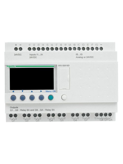 Product image for Square D SR3PACK2BD 24 VDC 26-I/O PLC Compact Smart Relay Kit