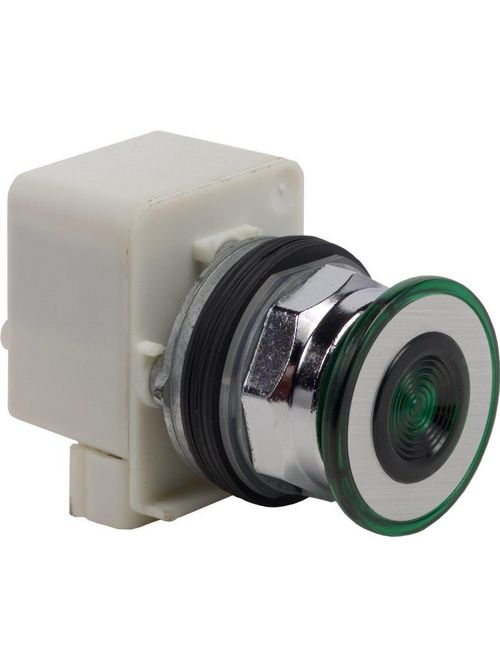 Product image for Square D 9001KR9P1G 30 mm Green Body Metal Bezel 2-Position Mushroom Illuminated Push Button Operator
