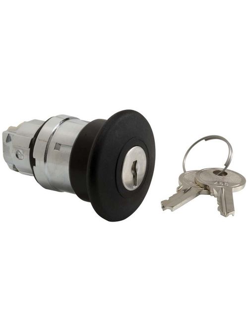 Product image for Square D ZB4BS12 22 mm Black Mushroom Head Key Release Push Button Operator