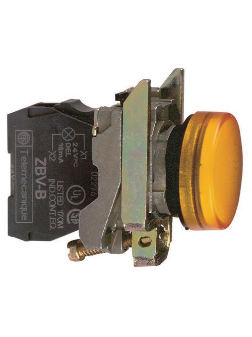 Product image for Square D XB4BV65 22 mm 250 VAC/VDC 14 mA Yellow Round Illuminated Pilot Light