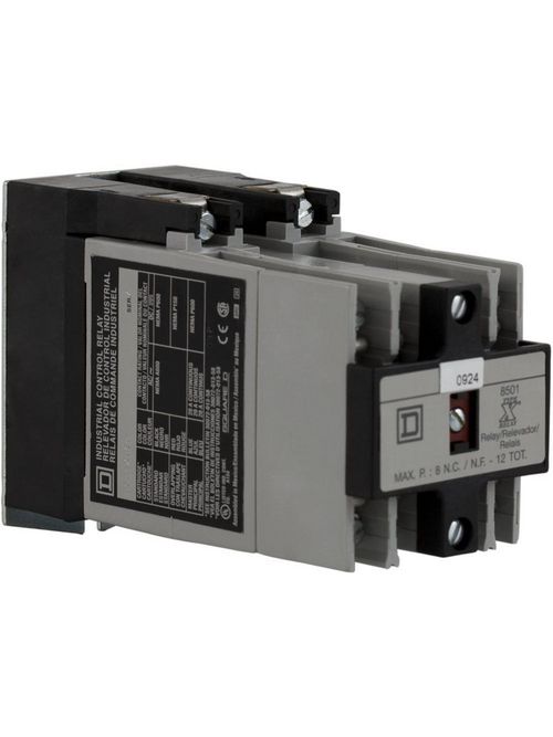 Product image for Square D 8501XO60V06 440/480 VAC 10/5 Amp 6-Pole 6NO Panel Mount AC Operated Control Relay