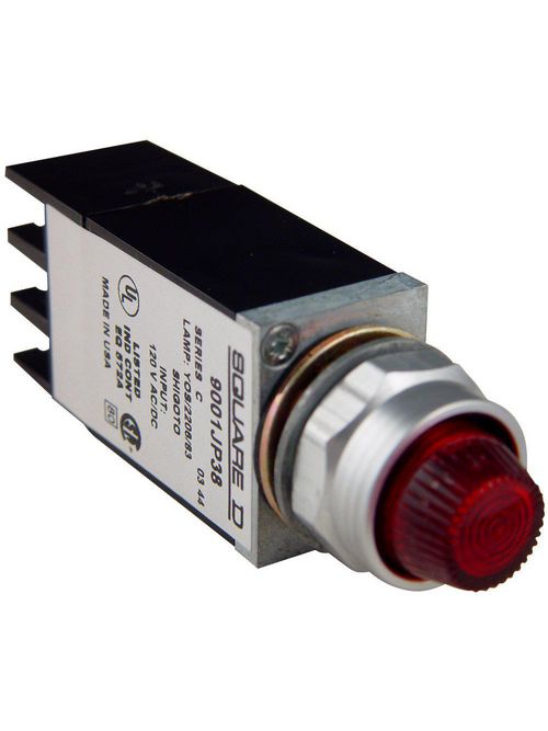 Product image for Square D 9001JP38G29 11/16 Inch 120 VAC/VDC Green Plastic Lens Incandescent Standard Compact Pilot Light