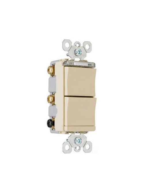 Product image for Pass & Seymour TM811PLICC Ivory Finish Two Single Pole Switches with Pilot Light