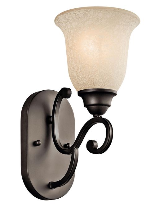 Product image for Kichler 45421OZ Camerena™ 12.5" 1 Light Wall Sconce with White Scavo with Light Umber Inside Tint Glass Olde Bronze®