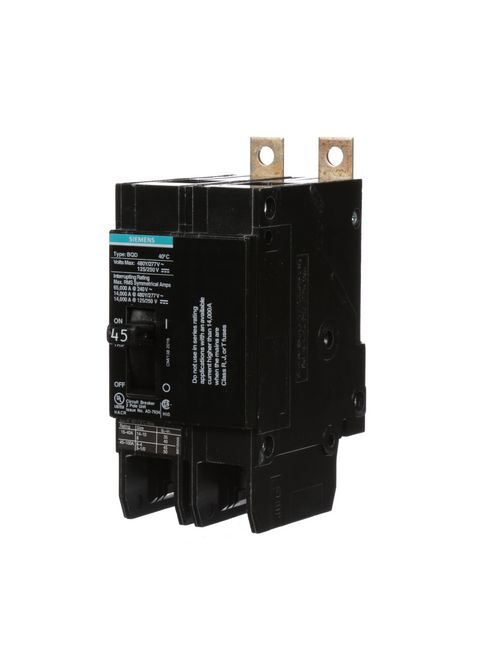 Siemens Industry BQD245 2-Pole 45 Amp 277/480 VAC Molded Case Circuit Breaker Siemens Industry BQD245 2-Pole 45 Amp 277/480 VAC Molded Case Circuit Breaker