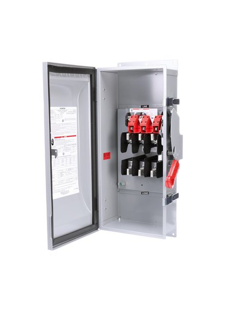 Siemens Industry HF323J 240 VAC/250 VDC 100 Amp 3-Pole 3-Wire NEMA 3R/3S/12 Heavy Duty Fusible Safety Switch Siemens Industry HF323J 240 VAC/250 VDC 100 Amp 3-Pole 3-Wire NEMA 3R/3S/12 Heavy Duty Fusible Safety Switch