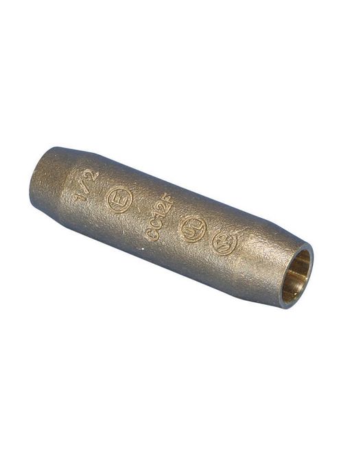 Product image for Erico CC12F Compression Coupler for Cu-Bonded Ground Rod, Pointed, Silicon Bronze, 1/2" dia