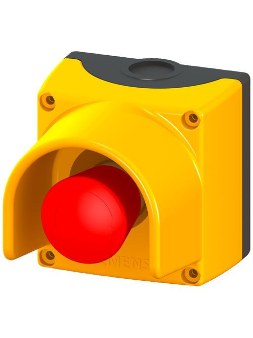 Product image for Siemens 3SB38010EF3 85 x 108.8 x 85 mm 1-Hole IP65 Yellow Plastic Vertical/Horizontal Mount Square Enclosure