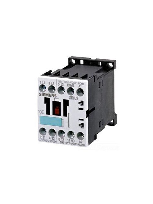 Product image for Siemens 3RT1017-1AP01 230 VAC 12 Amp 10 Hp 3-Phase 3-Pole 1NO Screw Terminal IEC Contactor