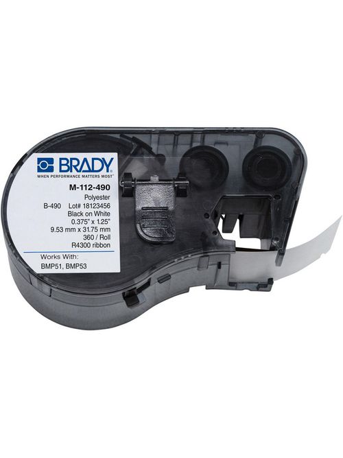 BRADY M-112-490 Lbl,M Series,B490,1 BRADY M-112-490 Lbl,M Series,B490,1