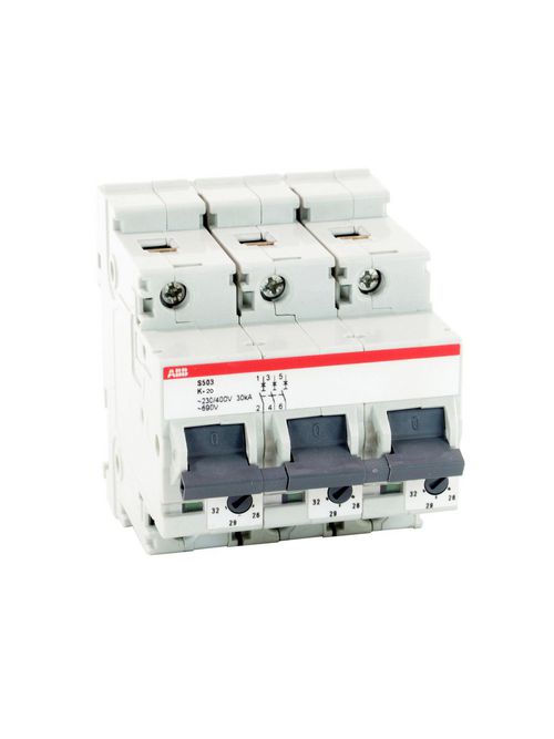 Product image for ABB S503-K8 MCB S500 3P K 8A