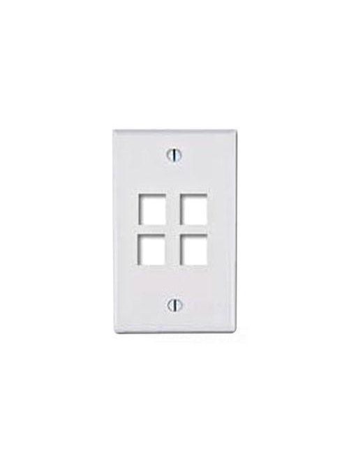 Product image for Leviton 40804-BA 1-Gang 4-Port Almond Flush Mount Wallplate