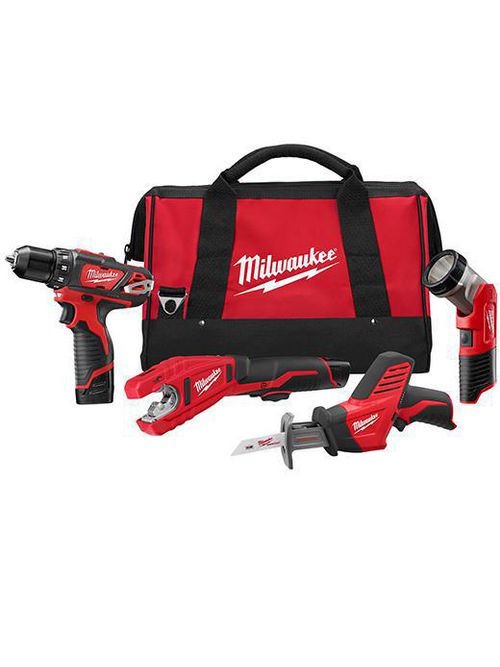 Product image for Milwaukee 2499-24 M12™ Cordless Lithium-Ion 4 Tool Combo Kit