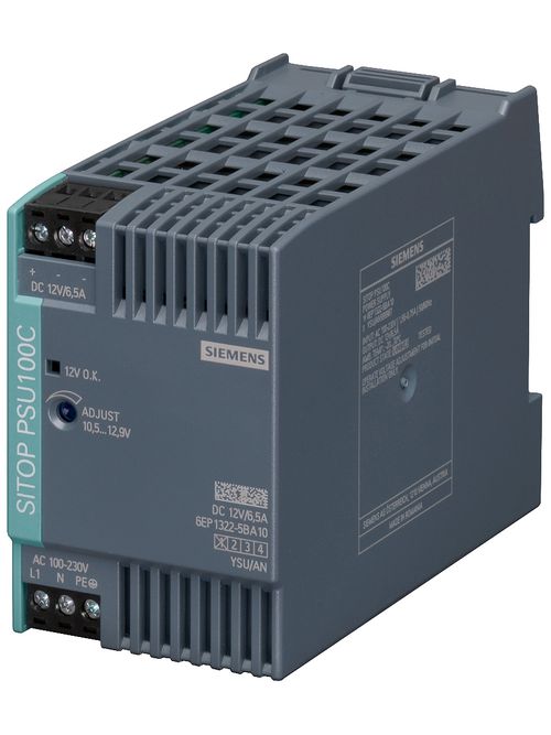 Siemens Industry 6EP13225BA10 120/230 VAC Input 12 VDC 6.5 Amp Output Stabilized Power Supply Siemens Industry 6EP13225BA10 120/230 VAC Input 12 VDC 6.5 Amp Output Stabilized Power Supply