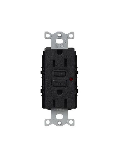 Product image for Lutron Electronics SCR-15-GFCI-MN 15 Amp 125 Volt Midnight GFCI Receptacle