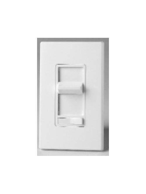 Product image for Leviton 6621-PW 600 W 1-Pole Incandescent White Decora SureSlide Light Dimmer with Preset