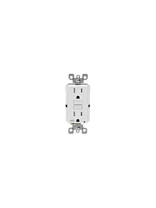 Product image for Leviton 8899-W SmartLock Commerical Grade Back and Side Wired White GFCI Receptacle