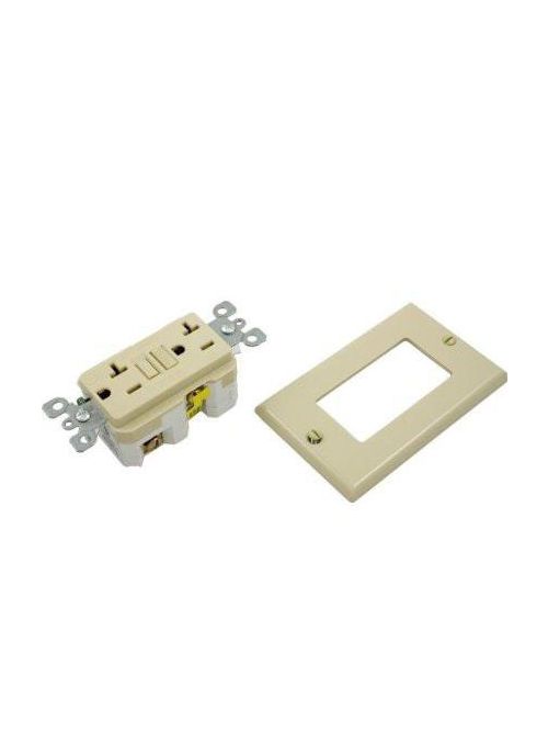 Product image for Leviton 6898-HGI 20 Amp Ivory SPST Pool and Spa Plugface Ground Fault Circuit Interrupt