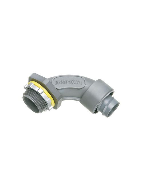 Arlington NMSC9075 3/4 Inch 90 Degree Screw On Non-Metallic Liquidtight Connector Arlington NMSC9075 3/4 Inch 90 Degree Screw On Non-Metallic Liquidtight Connector