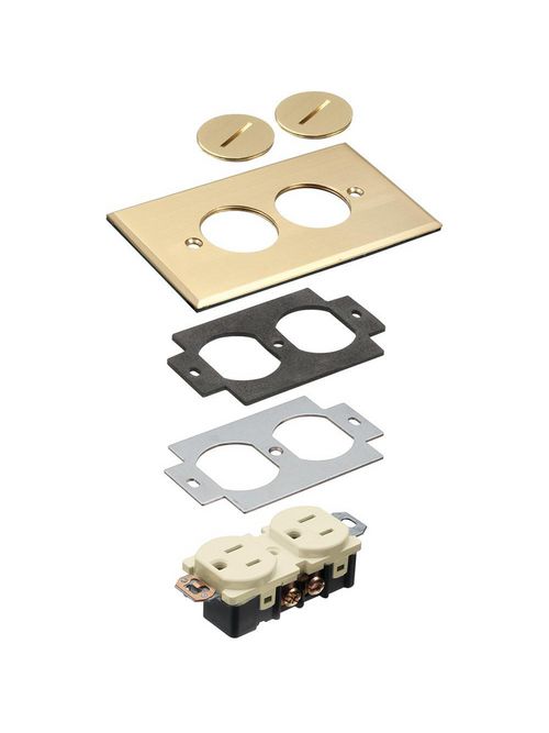 Arlington FLB5320MB 1-Gang Metal Cover with Threaded Plugs Arlington FLB5320MB 1-Gang Metal Cover with Threaded Plugs