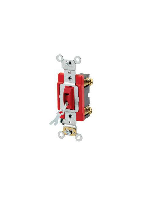 Leviton 1221-2RL 20 Amp 120/277 Volt Industrial Grade Self Grounding Red Toggle Locking 1-Pole AC Quiet Switch Leviton 1221-2RL 20 Amp 120/277 Volt Industrial Grade Self Grounding Red Toggle Locking 1-Pole AC Quiet Switch