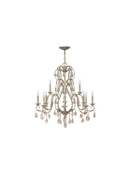 Product image for Carlton 12 Light Large Chandelier - Silver Leaf