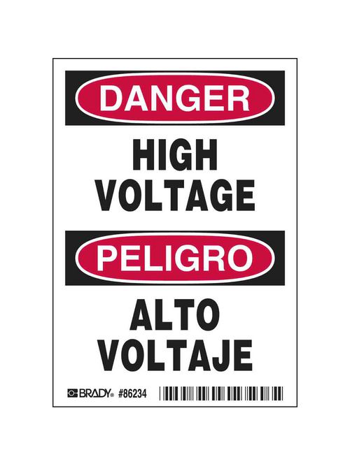 BRADY 86234 EQUIPMENT/OEM LABELS BRADY 86234 EQUIPMENT/OEM LABELS