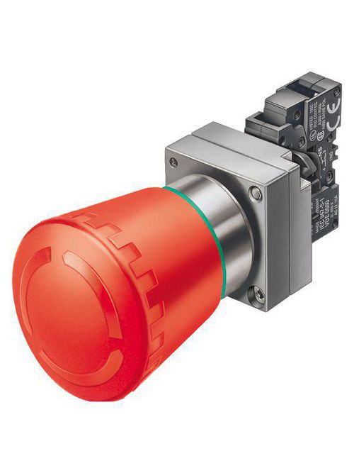 Product image for Siemens 3SB3601-1HR20 22 mm 400 VAC 10 Amp 1NO 1NC Metal Bezel Non-Illuminated Push Button