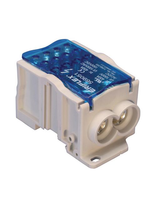 Product image for Erico 569251 Single Pole Dist. Block, 400 A UL/CSA, 2 Cables Line, 12 Cables Load, Aluminum
