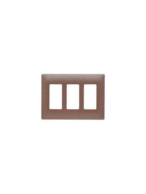 Product image for Pass & Seymour SWP263-BC Brushed Copper 3-Gang Screwless Decorator Wall Plate