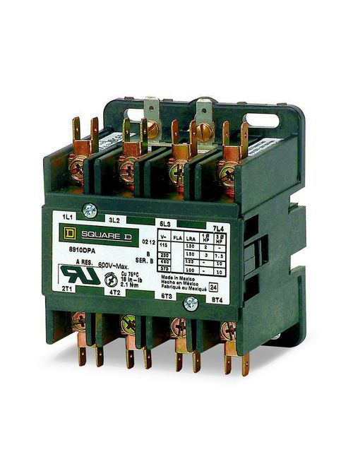 Product image for Square D 8910DPA24V02Y392 110/120 VAC 25 Amp 4-Pole 2NO 2NC NEMA 1 Non-Reversing Definite Purpose Contactor