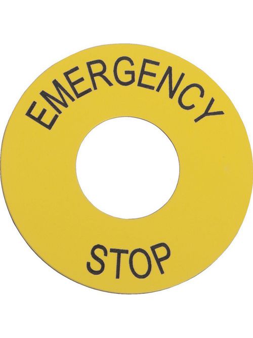 Product image for Square D ZB2BY9330 60 mm Yellow PVC Emergency Stop Legend Plate