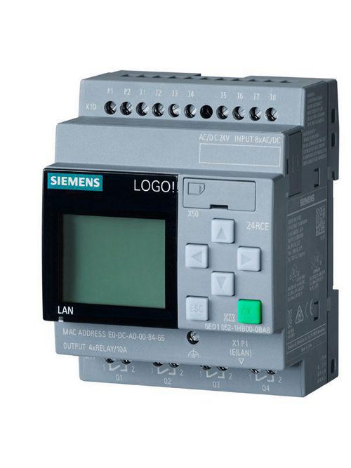 Product image for Siemens 6ED10521HB000BA8 71.5 x 60 x 90 mm 24 VAC/VDC 8-Input/4-Output PLC Module