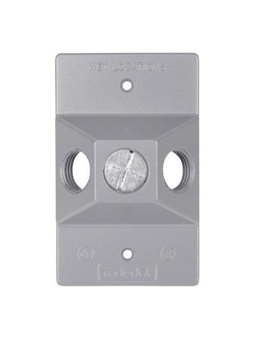 Product image for Thomas & Betts C1-PL 1-Gang 1-Hole Powder Coated Silver Gray Rectangular Weatherproof Lampholder Cover