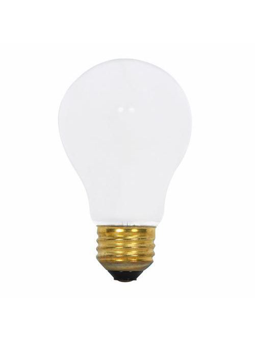 Product image for Satco S8517 75 Watt A19 Incandescent; Frost; 5000 Average rated hours; 590 Lumens; Medium base; 130 Volt; Rough service; 4-Pack