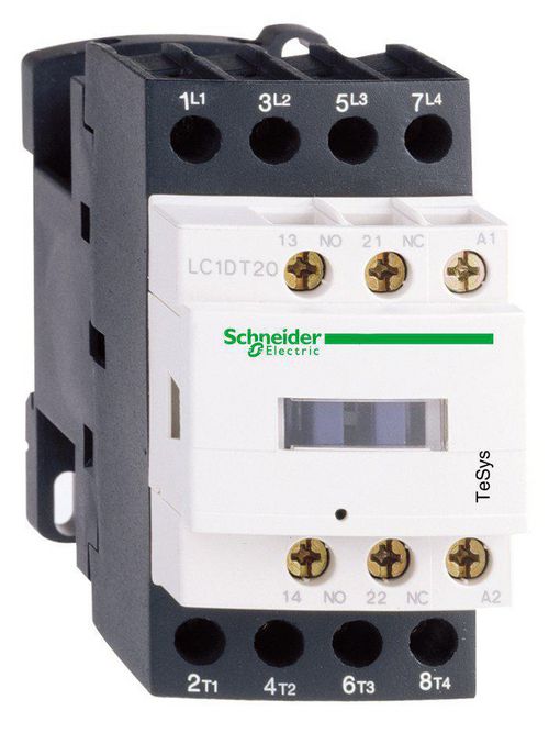 Product image for Square D LC1DT20B7 600 VAC 20 Amp 4-Pole 1NO 1NC Screw Terminal Full Voltage Non-Reversing IEC Contactor