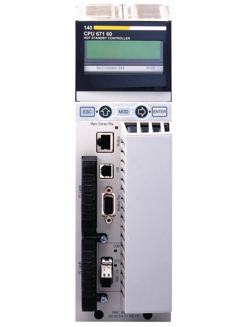 Product image for Square D 140CPU67160 1024 kB RAM 2500 mA 266 MHz 2-Rack Unity Processor