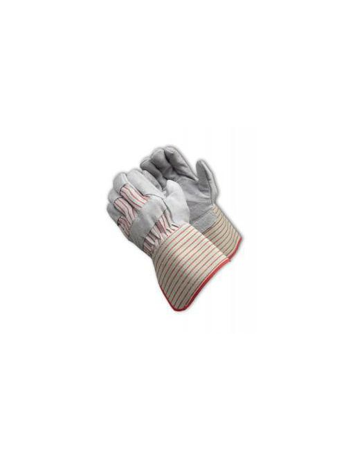 PIP 85-7612 Shoulder Split Cowhide Leather Palm Glove with Fabric Back Rubberized Gauntlet Cuff PIP 85-7612 Shoulder Split Cowhide Leather Palm Glove with Fabric Back Rubberized Gauntlet Cuff