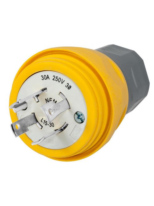 Hubbell Wiring Devices HBL28W75 30 Amp 250 Volt 3-Pole 4-Wire NEMA L15-30P Yellow Locking Plug Hubbell Wiring Devices HBL28W75 30 Amp 250 Volt 3-Pole 4-Wire NEMA L15-30P Yellow Locking Plug