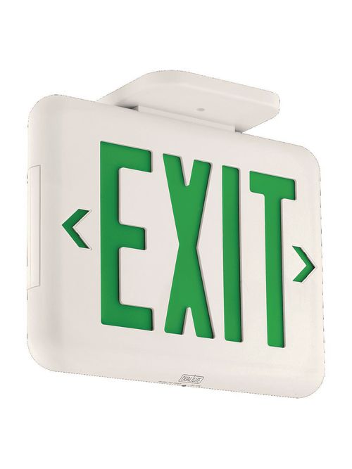 DUAL EVEUGWEI Stand Emer Exit w/ SD green text WH HSG | Viking Electric