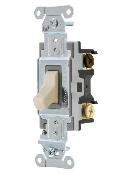 Product image for Hubbell Wiring Devices CS315LA 15 Amp 120 to 277 VAC 3-Way Light Almond Toggle Switch