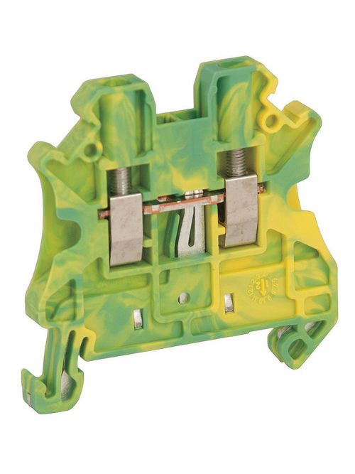 Product image for Square D NSYTRV22PE 2 mm 2-Point Green/Yellow 26 to 12 AWG Solid/Stranded Copper Screw Terminal Block